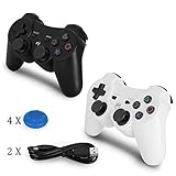 ps3 spiele verkaufen amazon  PS3 Controller Kabellos 2 Stück PS3 Spiele Gamepad mit USB-Ladekabel - Dualshock Joystick, Super Power,-Achsen-Fernbedienung für Sony Playstation 3, Billig, Doch DS3 Controller Two