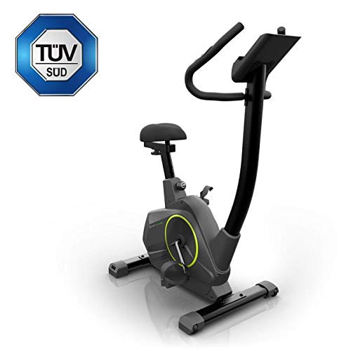 Klarfit Epsylon Cycle Bicicleta  Bicicleta estática  Pulsómetro  Inercia de 12 kg  Tracción por correa  Altura regulable  Entrenamiento de resistencia  Soporte de tablet  Hasta 120 kg  Negro