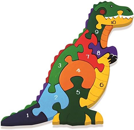 Alphabet Jigsaws HandCrafted Wooden Jigsaw Puzzles: Numbers Dinosaur T Rex