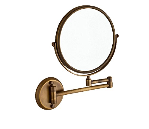 Preisvergleich Produktbild Xiuxiangianju 8inch antike Kupferspiegel Badezimmerwand montiert 360 ° Doppel-Teleskop-Spiegel Schminkspiegel 3-facher Vergrößerung Falten