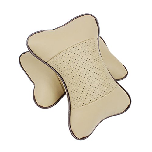 Nackenkissen - TOOGOO(R) 2 Stueck Auto Nackenkissen / Kopfstuetzen / Hals Auto Halter (beige)