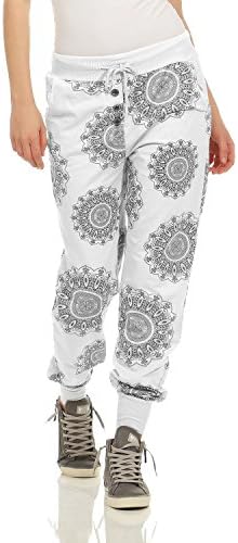 ZARMEXX Women's Sweatpants Sweat Pants Cotton Trousers Joggers Sweatpants Casual Pants Relax Fit Women's Trousers Mandala Print (White, 10-14)