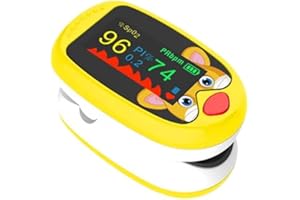 THURON Oxímetro de pulso de dedo pediátrico portátil, profesional, 4 direcciones ajustables, pantalla OLED de 2 colores, medición SPO2, para uso doméstico