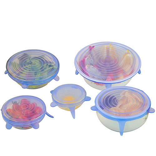 Elasticated Silicone Lid Stretchy Silicone Lid Fresh – Elasticated Silicone Lid Closure to keep food fresh & Bowls Pack of 6 HELY (Blau) - 5