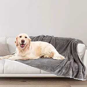 Pettom Waterproof Blanket Dog Mat Pet Liquid Pee Proof Blanket for Bed Couch Sofa Cat Bed Protector Cover for Baby Cozy Sherpa Lining Throws for Chairs Car Camping Boating 60x50in