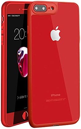 iPhone 7 Case, [World’s Thinnest Bumper Case] Phone Cover Black Designer Slim TPU Silicone with Clear Transparent Hard Back iPhone 7 Cover + [FREE Screen Protector] - Red