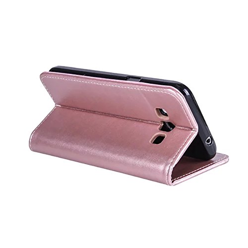 SKYXD für Samsung Galaxy J3 2016 Hülle Leder Rosen Blumen und Schmetterlings Muster,PU Folio Klappbar SchutzHülle [Brieftasche Kartenfach / Magnet / Standfunktion / Trageschlaufe] KlappHülle für mit [Katze Handyanhänger + Eingabestift] 3 in 1 Zubehör Set Handy Tasche Etui für Samsung Galaxy J3 2016 J320F J3 Duos Bookstyle Flip Case Leather Cover With [Stylus and Dust Plug]- Roségold - 4
