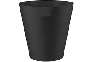 VIVAAS Plastic Waste Paper Bin 6L Round Waste Basket Trash Can Lightweight Rubbish Bin for Kitchen, Bedroom, Bathroom, Open-Top Design, Outdoor Garbage Container Dustbin (Black)