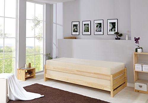 Preisvergleich Produktbild Ticaa Massivholz Stapelliege Stapelbett Gästebett Kiefer