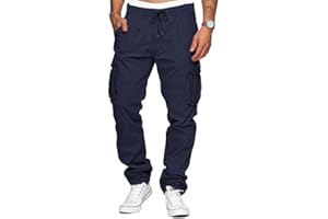 TARAINYA Pantalones Hombre Cargo Trabajo Algodon Baggy Chinos Cordón Largo Elasticos con Bolsillos