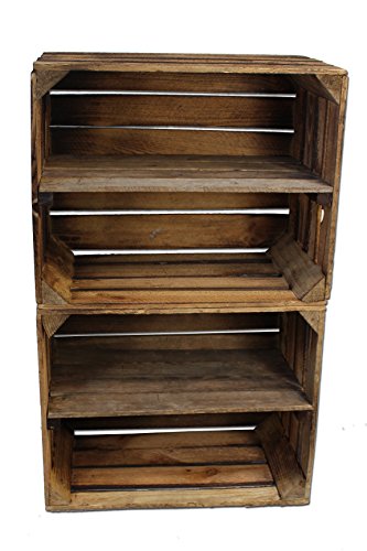 2 Stück GEFLAMMTE Holzkisten – Weinkisten – Obstkisten mit Zwischenregal von Cronenwerth - 2