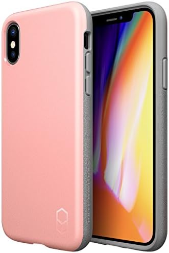 Patchworks iPhone X Case, [Level ITG Series] Hybrid Dual Material Matte Finish Side Grip Military Grade Drop Protection Shockproof Slim Hard Protective Case for iPhone X/10 (2017) - Pink/Grey