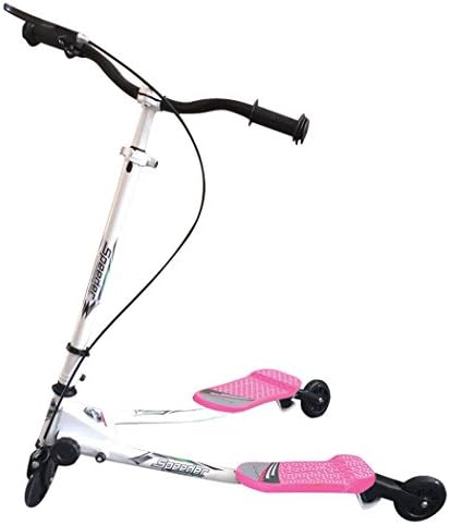 AMDirect Chlidren Scissor Speeder Tri Slider Wiggle Push Scooter 2 Footed 3 Wheels Foldable Kick Swing Trike Striker Drifter Y Flicker Scooter, for Boys Girld Age 5+ (Pink)