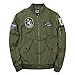 Price comparison product image Gaodaweian Badge Patched Zip Up Bomber Jacket Lace Insert Plaid Zip Fly Coat Open Front Long Blazer Women (Color : ARMY GREEN)