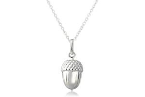 Gemma J Polished Sterling Silver Acorn Pendant - Premium Highly Detailed Symbolic Pendant Jewellery