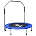 Price comparison product image Charles Bentley 40 Inch Blue Mini Fitness Trampoline Rebounder With Detachable Stability Bar Cardio Portable Indoor Outdoor Fitness Jumper Trampette