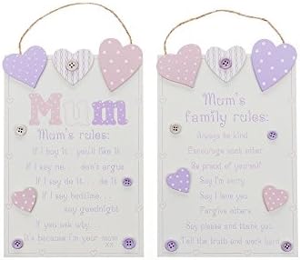 Love Mum Rules Plaque JD50696, Christmas, Birthday, Anytime Gift, gift for her, gift for family member, an ideal wall decor for your home, family bonding mumma's love rule with hanging rope
