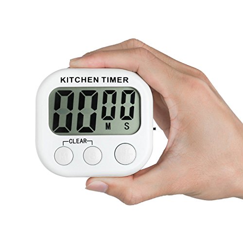 Giancomics Groß LCD Display Magnet Digitaler Kitchen Timer Küchentimer Küchenwecker Kurzzeitmesser Stoppuhr Elektronische Erinnerung Alarm (Weiß) - 9