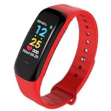 Voberry Smart Watch, Herzfrequenz IP67 Wasserdicht Bluetooth Sport Smart Armband Fitness Tracker mit Sleep Blood Pressure Monitor (Rot)