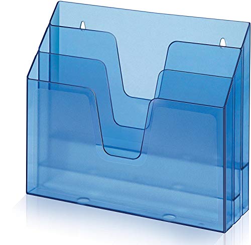 Acrimet Organizador Horizontal con 3 Compartimientos para Escritorio o Pared (Color Azul Transparente)