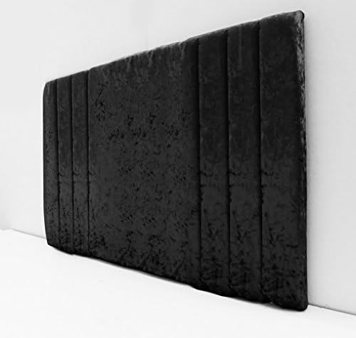 PANAMA DESIGNER HEADBOARD BED HEAD IN HIGH QUALITY CRUSHED VELVET (Black, 4FT6 (Double))
