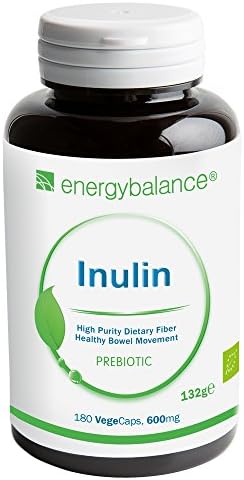 Inulin Organic Certified Agave Prebiotic 600mg, 180 VegeCaps - Highest Purity min. 90% Fiber