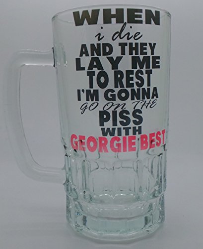 George Best, Georgie Best, Comical, Funny Pint Glass, Beer Stein, Pint Glass, George Best Pint Glass, George Best Beer Stein