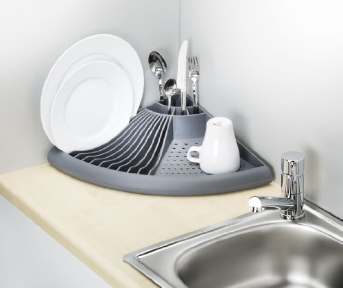 WENKO 2371100 Eck-Geschirrabtropfer, Kunststoff – Polypropylen, 50 x 9 x 35 cm, Grau - 6