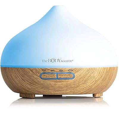 The Body Source Diffuseur d'Huiles Essentielles et d'Arômes Ultra Silencieux - 300ml - Humidificateur à ultrasons avec 7 couleurs LED - 4 réglages de temps & arrêt automatique