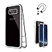 Produktbild Coollee Galaxy S8 Hülle Magnet 9H Tempered Glass Backcover für Samsung Galaxy S8, Handyhülle 360 Grad Magnetic Metall Frame Bumper Transparent Klapphülle Dünne Shockproof Etui (Klar Weiß)