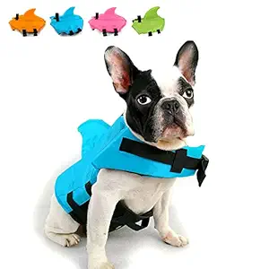 Snik-S Dog Life Jacket- Preserver with Adjustable Belt, Pet Swimming Shark Jacket for Short Nose Dog (Pug,Bulldog,Poodle,Bull Terrier,Labrador) (XS, Blue)