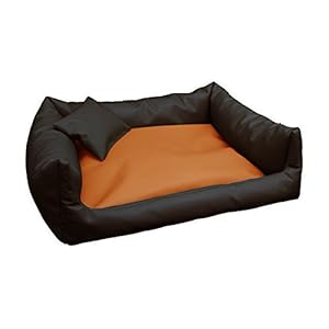 Artur Soja Rex Cama para Perros Dormir Espacio Piel sintética XL 90 x 120 Color: Marrón Oscuro/sonnigen Beige Perros sofá + cojín