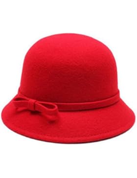 Bhouir Lady British Fashion confortevole autunno inverno secchio cappello (rosso)