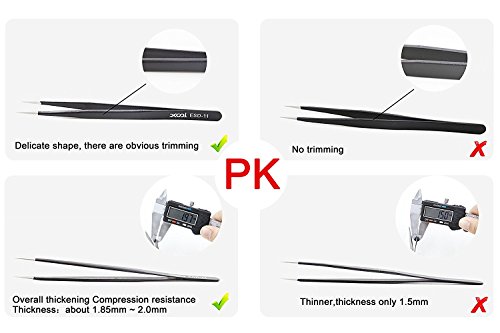 9 PCS ESD Pinzette Werkzeug-Set, Präzision antistatisch antimagnetisch Pinzette, für Elektronik, Schmuck, Uhren, Medical, Labor etc. - 9