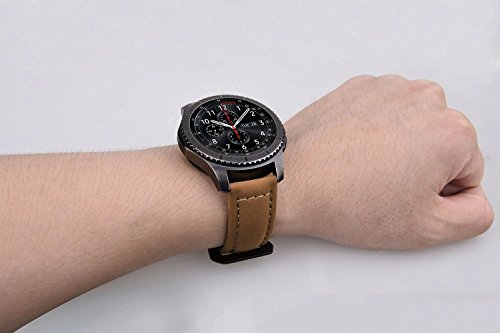 Gear S3 Frontier / Classic Watch Armband ,V-MORO Echtes Leder Ersatzband für Samsung Gear S3 Classic Watch (P-Leder braun bk) - 7