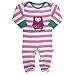 Kite Baby Girls Stripy Owl Sleepsuit Long Sleeve Footies, Pink, 6-12 Months