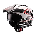 Pantalla Solar Abatible UNIK - Casco JET Trial CT-07 Blanco, Negro, Rojo (L 59-60 CM.)