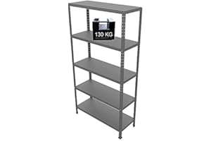 Grima SCAFFALE IN METALLO “GRIGIO NUVOLATO” ETTORE KIT BULLONI 100 X 40 X H187 CM CON 5 PIANI CON PORTATA KG. 130 PER PIANO