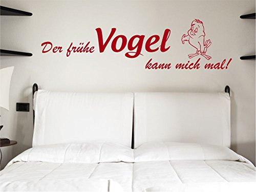 Wandtattoo Sprüche der frühe Vogel kann mich mal M412 schwarz 150cm x 40cm