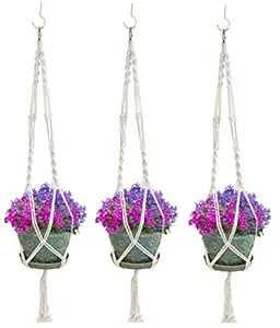 Vamsha Nature Care 3 Leg Plant Hanger Holder Macrame Indoor Plant Pot, 3 Pieces