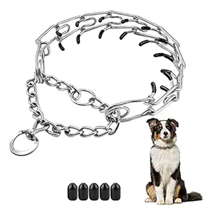 Dog Prong Collar,Choke Collar for Dogs Pinch Training Collar,Detachable Adjustable Choke Collar with Comfort Rubber Tips, Metal Adjustable Large Middle Dog Pet Pinch Collar