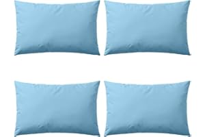 vidaXL Lot de 4 Oreillers d'Extérieur, Cousins de Balcon, Oreillers de Sièges, Décoration de Patio Jardinage Jardin Terrasse, Bleu Clair