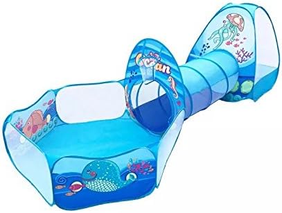 Baby Ball Pit Balls, SoulStore Kids Pop up Play House Tent Tunnel Pool Indoor and Outdoor Play Tent and Tunnel Easy Folding Cute Polka Dot 3 in 1 Play House Children's Playground with Zippered Storage Bag (Ocean Ball Play tent)