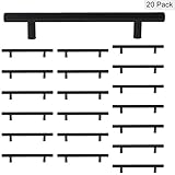 Barras de Ø: 12 mm 20 unidades negro cocina armario puerta Tiradores Armario tirar ls201bk T Barra Mango Hohle Acero Inoxidable Muebles Tiradores OBF - Incluye Tornillos