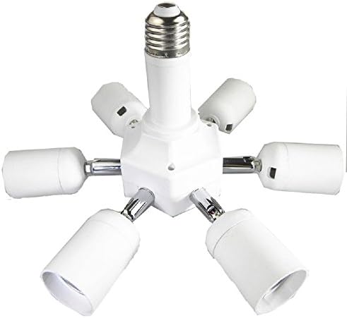 Firstmall E27 TO E27 Standard Medium Base Light Bulb Socket 7 in 1 Splitter Adapter (E40-6+1E27)
