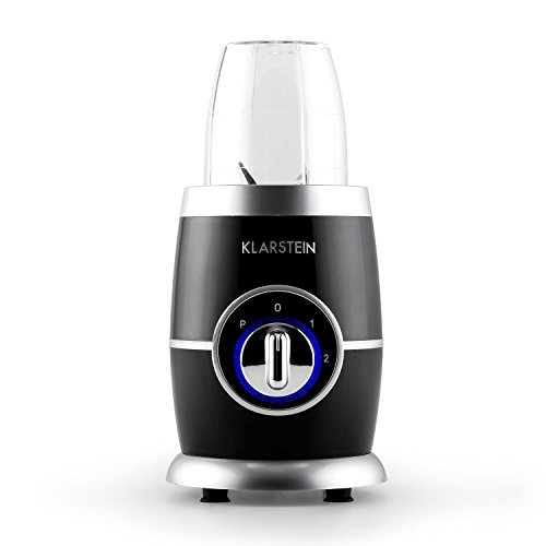 Klarstein • Juicinho Nero • Standmixer • Küchenmixer • Smoothie Maker • Blender • 220 Watt • 8-teilig • 1x Kreuzklinge • 1x Flachklinge • Puls-Funktion • 2 Geschwindigkeitsstufen • 2 Mixerbecher • 2 Verschlussdeckel • 1 Trinkbecher • Zerkleinerer • schwarz - 5
