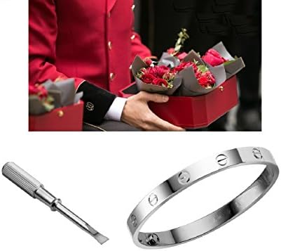 Embossed Hoop Bracelet Bangle Bracelet, with screws, silver plated screw Love Zip Bracelets with the Screwdriver