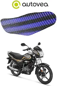 AUTOVEA Bike Stretchable Net Seat Cover for Hero Super Splendor (Black and Blue)