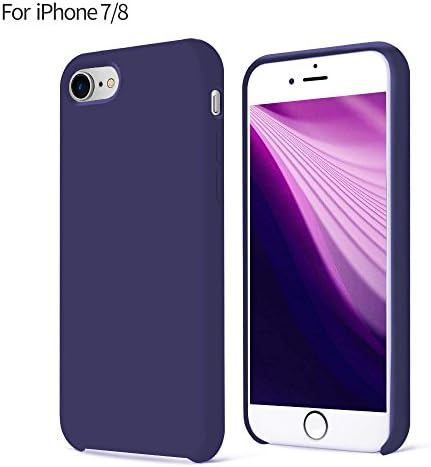 CANI iPhone 7 Case, iPhone 8 Silicone Cover Matte Gel Rubber Case Support Wireless Charging for iPhone 7/8 Navy Blue