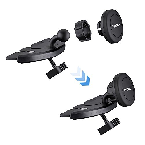 iVoler Porta Cellulare Auto per CD Slot-Porta Cellulare Magnetico Universale da Auto per CD Slot, Supporto Auto Smartphone **360 Gradi di Rotazione** per iPhone X / 8 / 8 Plus / 7 / 7 Plus / 6(s) / 6(s) Plus / SE / 5s / 5, Samsung Galaxy S9 / S9+ / S8 / S8+ / S7 / S7 Edge / S6 / S5 / J5 / A5, Asus Zenfone 3 / 4, Huawei, Google Nexus, LG, Nokia, Blackberry, Xiaomi, Lenovo, HTC, ecc.